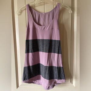 Lululemon Base tank racerback style Size 2 Pink (purple) / gray striped